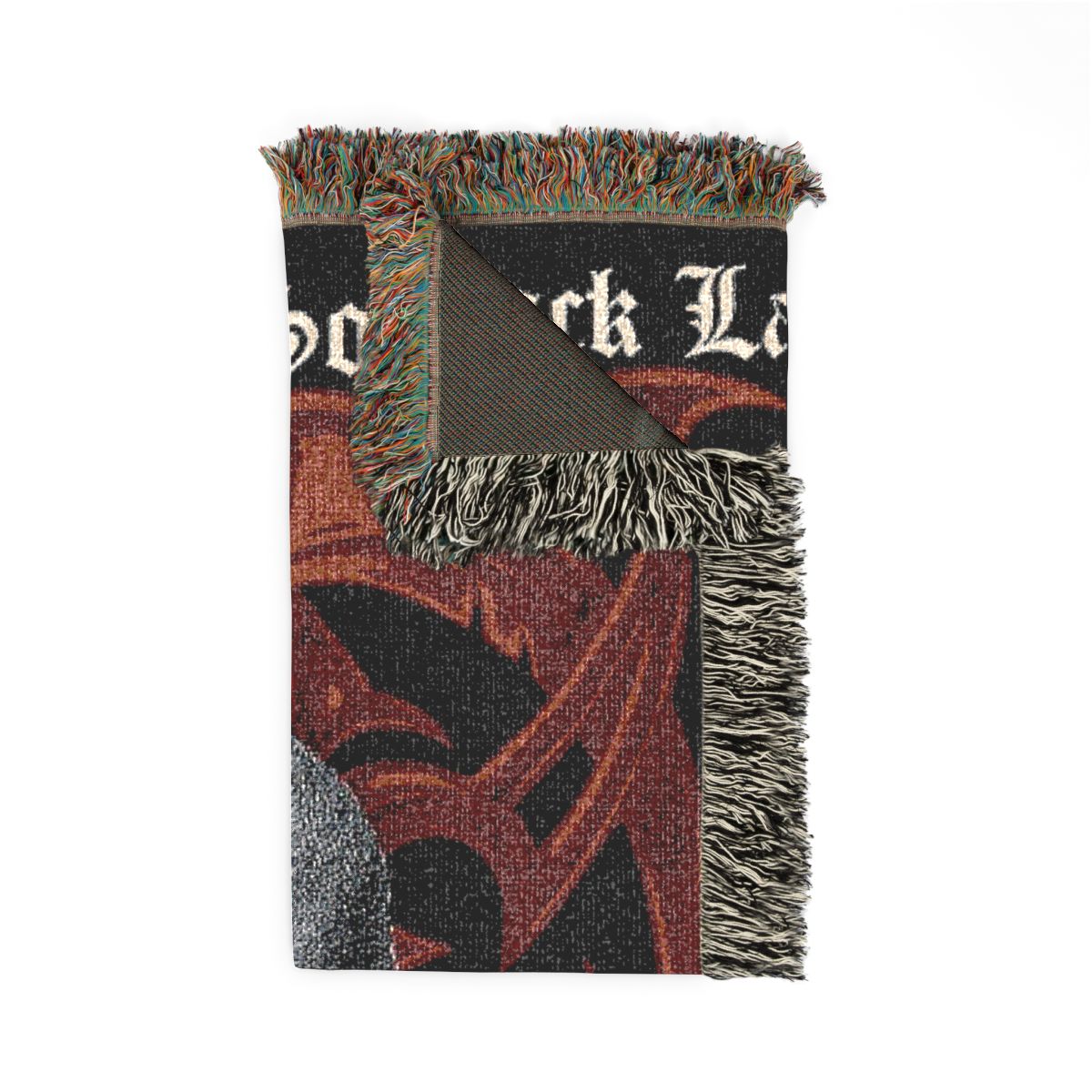 Stronger Than Death woven blanket folded