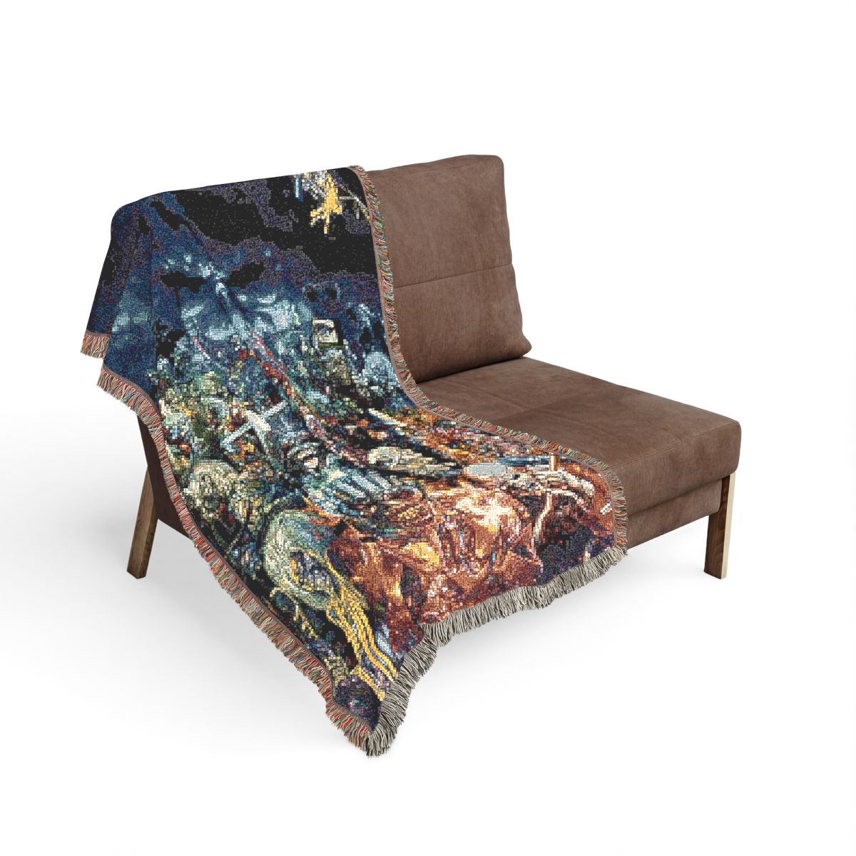Eddie Collection woven blanket on the sofa