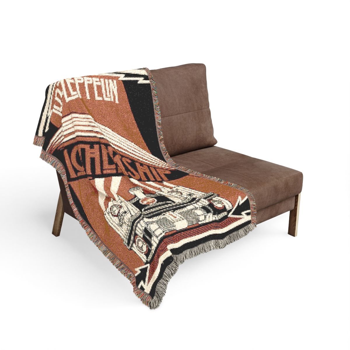 Mothership woven blanket on the sofa