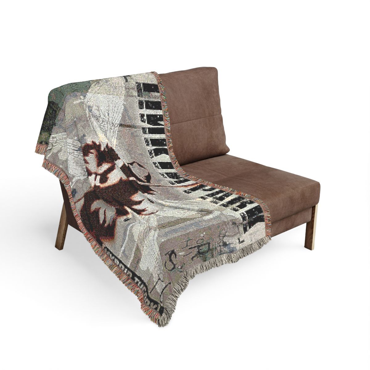 Hybrid Theory woven blanket on the sofa
