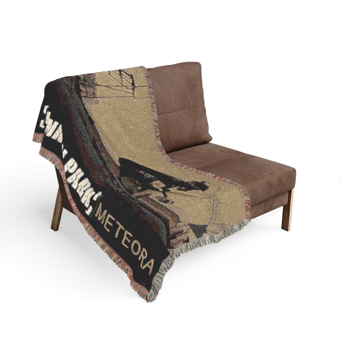 Meteora woven blanket on the sofa