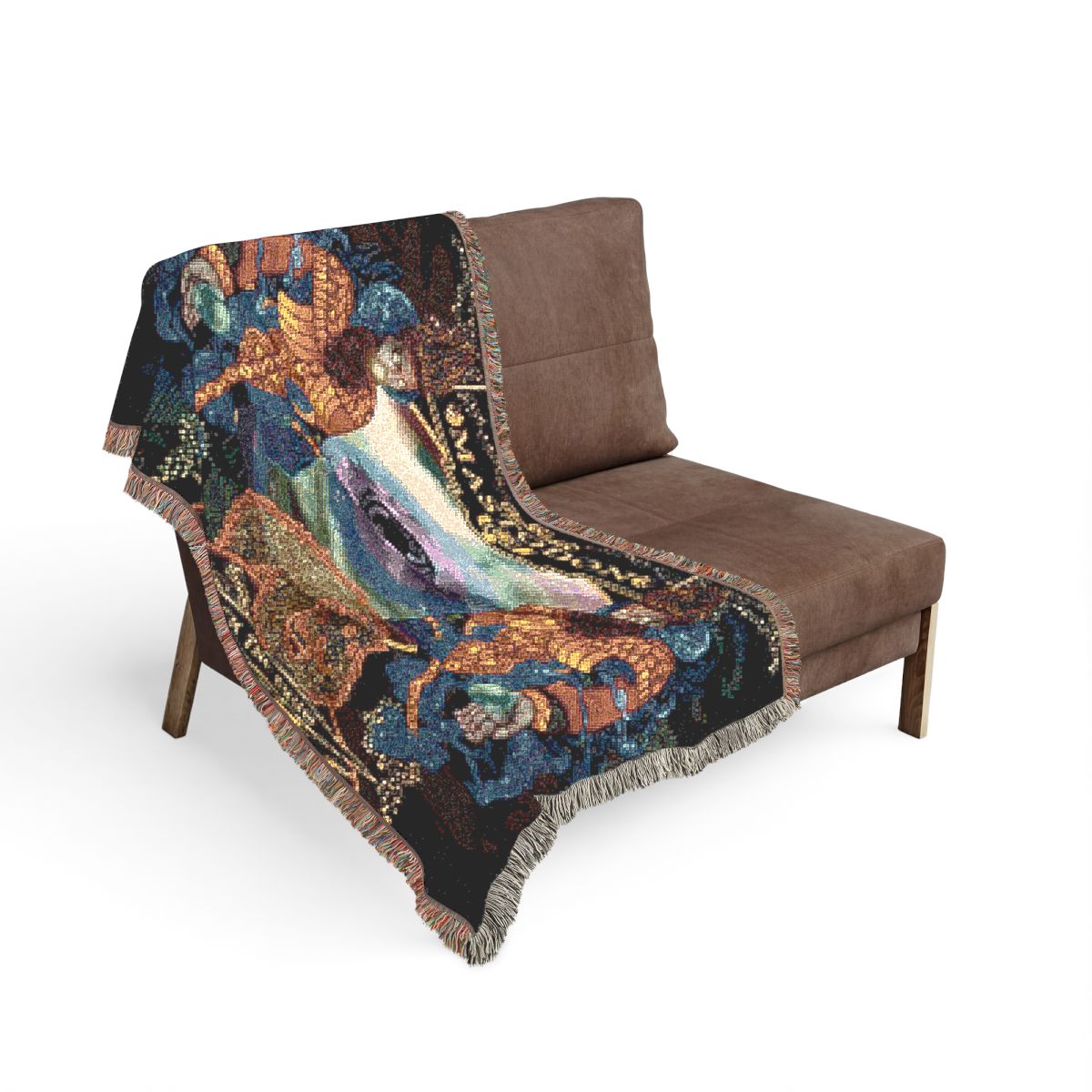 Crack the Skye woven blanket on the sofa