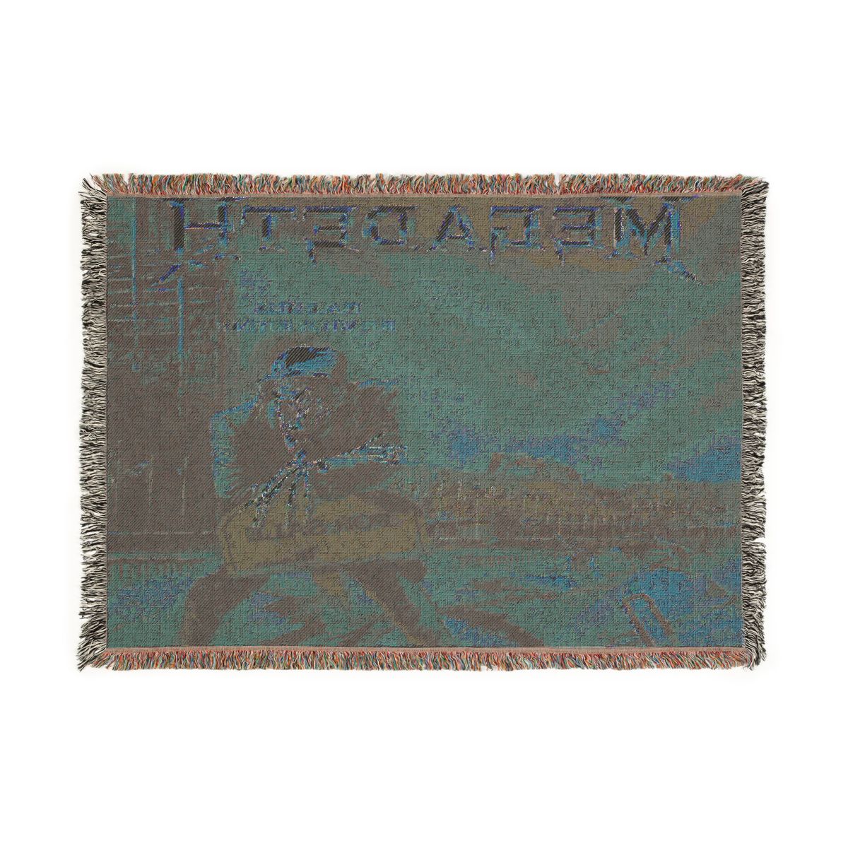 Peace Sells woven blanket back