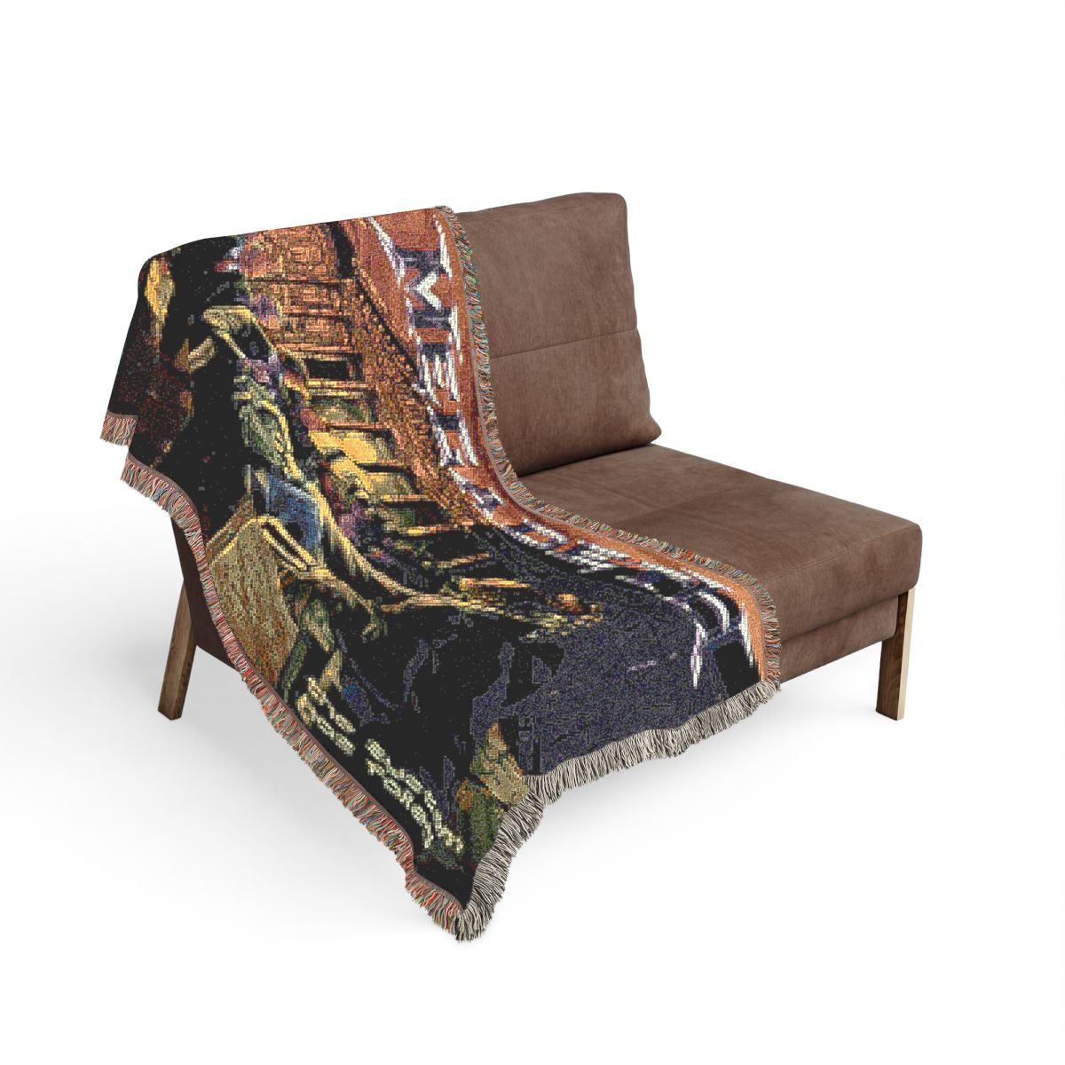The System Has Failed woven blanket on the sofa