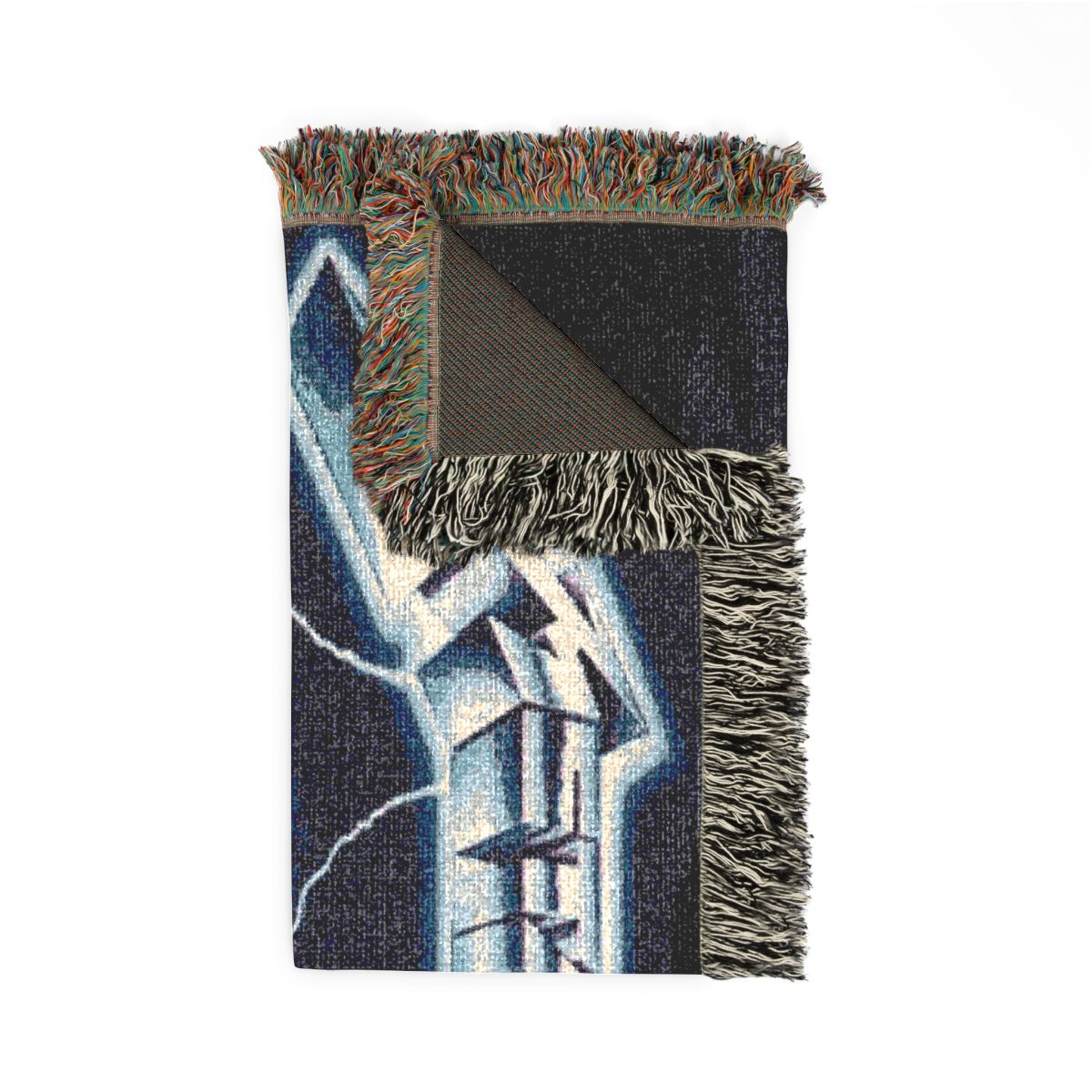 Ride the Lightning woven blanket folded