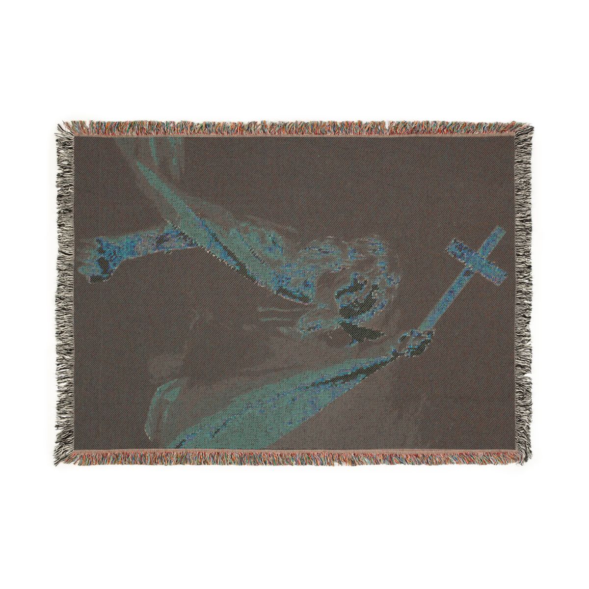 Back of the Ozzy Osbourne red cape woven blanket