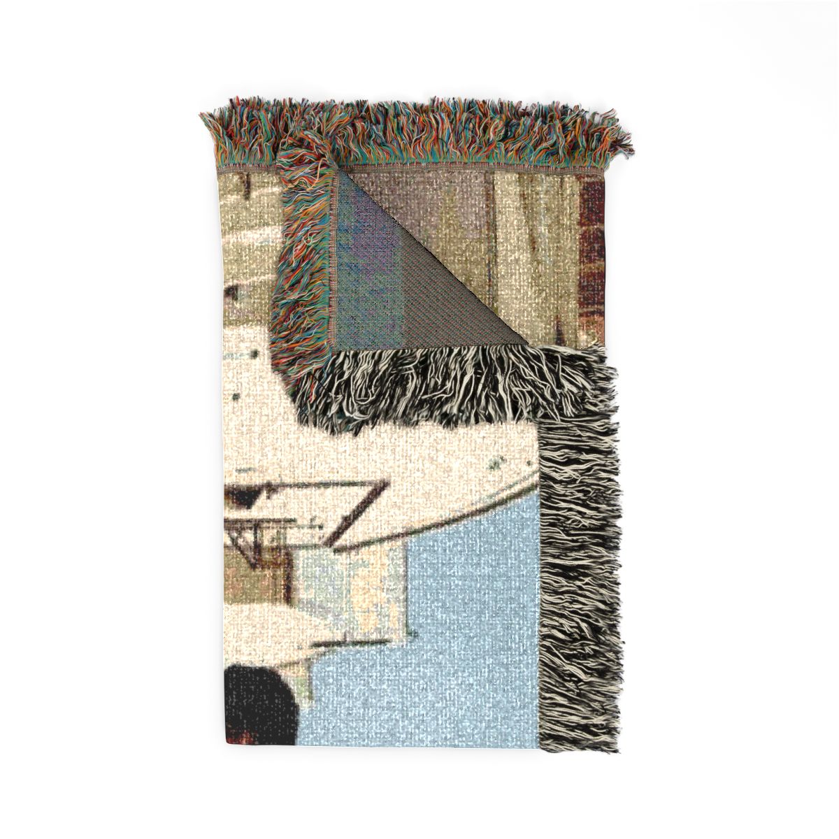 Wish You Were Here woven blanket folded